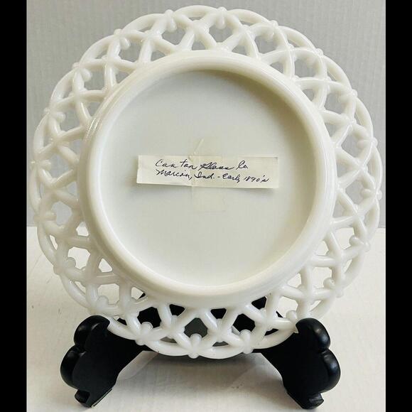 Antique Canton  Glass Plate Forget Me Not Pattern 8.25" Excellent Condition 1890 - Picture 2 of 6